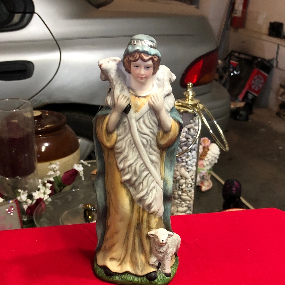 Shepherdess Figurine with Lamb